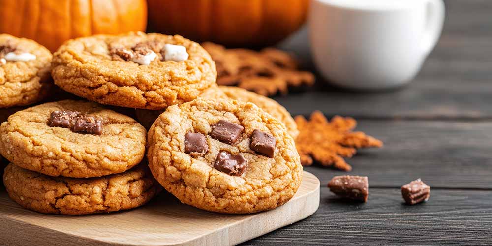 Pumpkin spiced cookies with chocolate chips